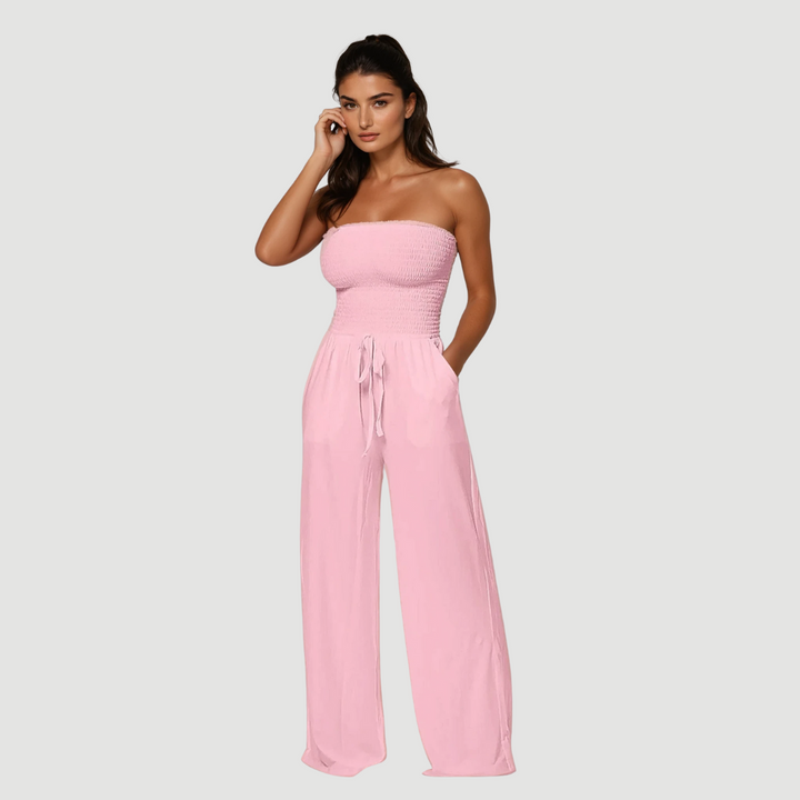 Ava: Off-Shoulder Jumpsuit | Pink