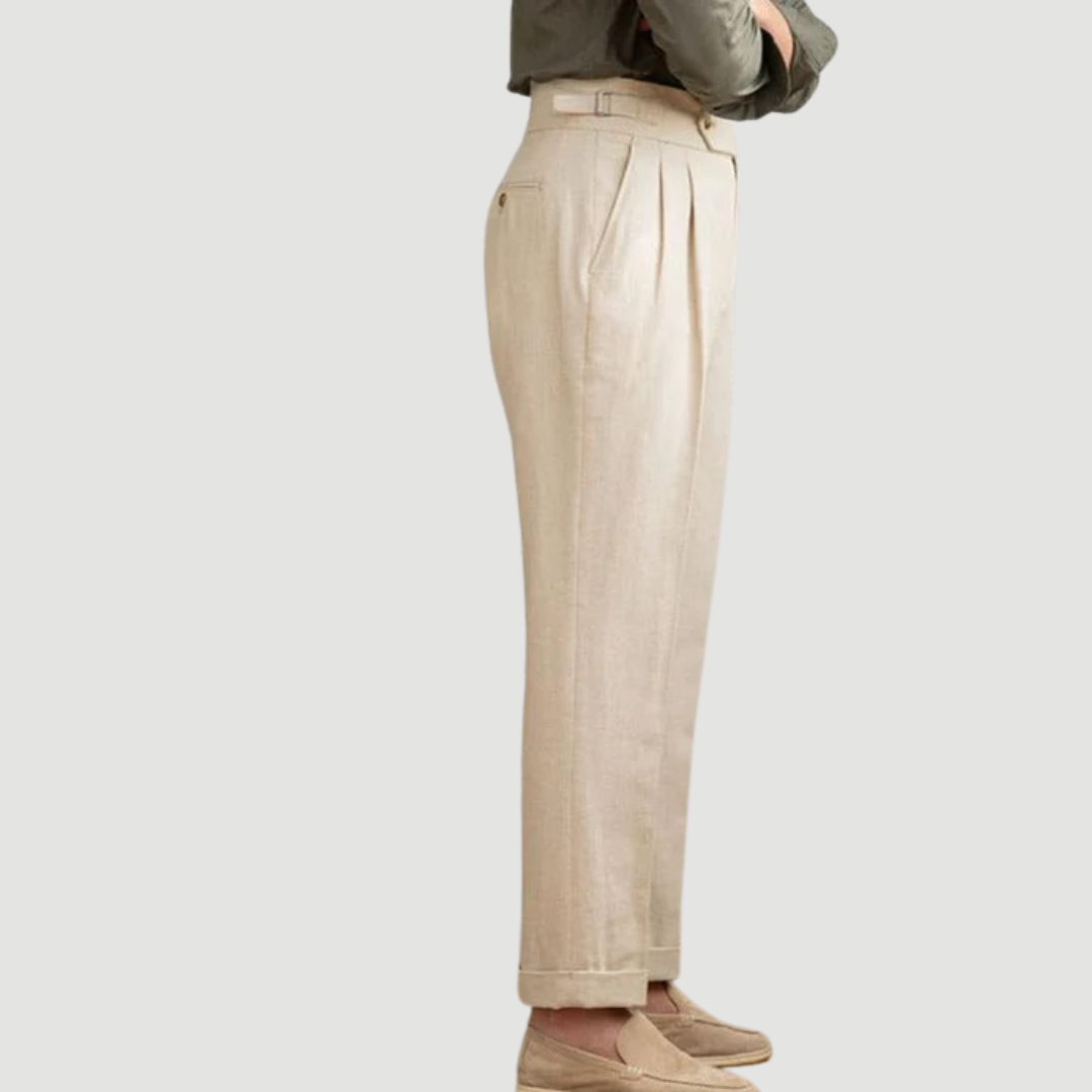 Caius: Tailored Linen Trousers | Navy Blue