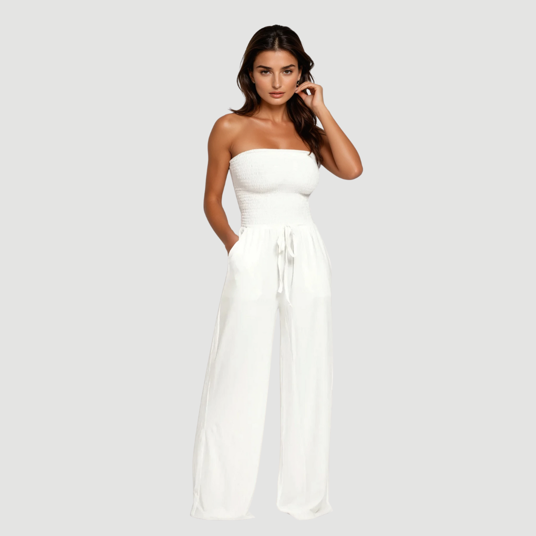 Ava: Off-Shoulder Jumpsuit | White