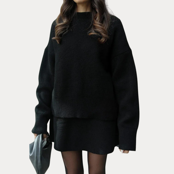 Arden: Knitted Skirt Set | Black