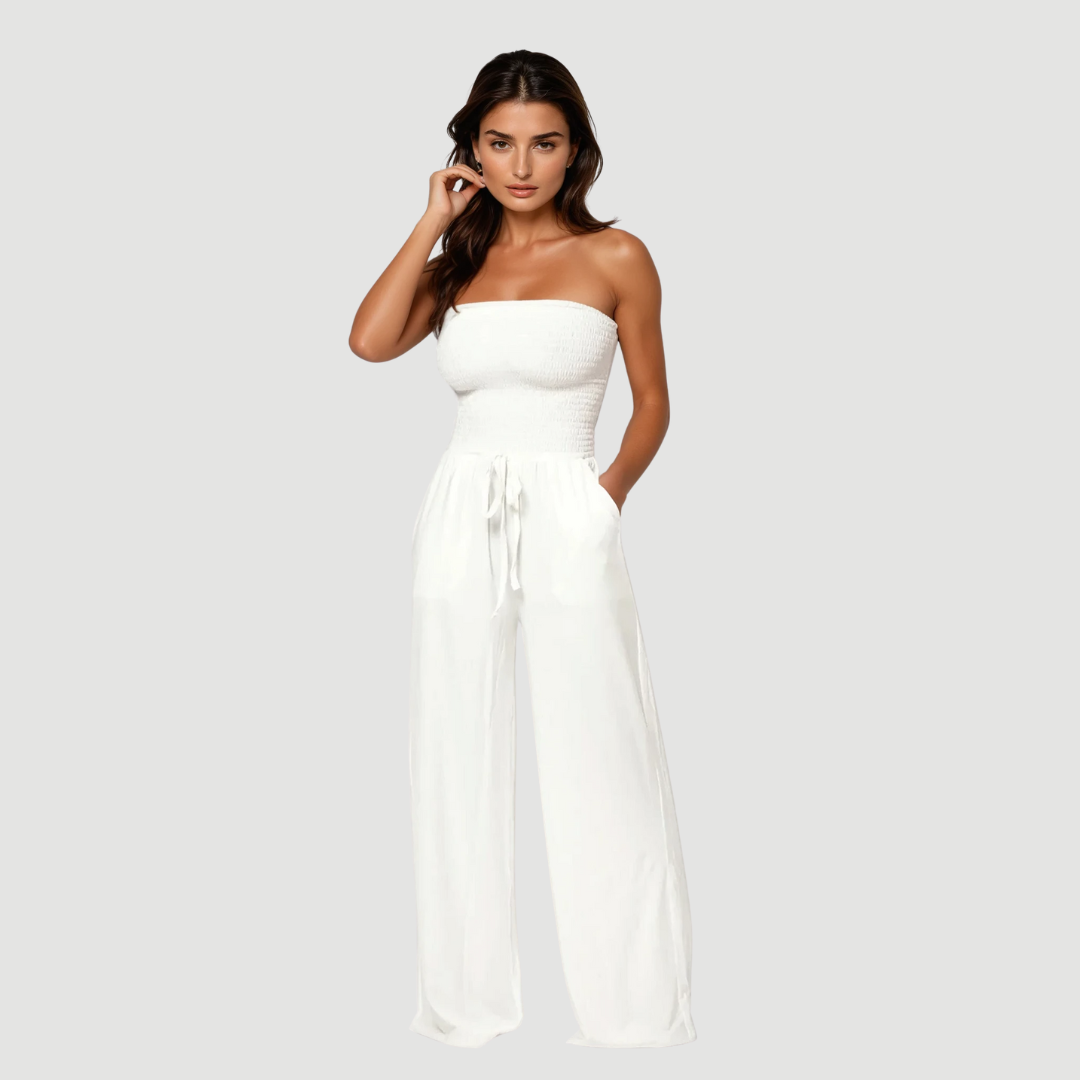 Ava: Off-Shoulder Jumpsuit | White