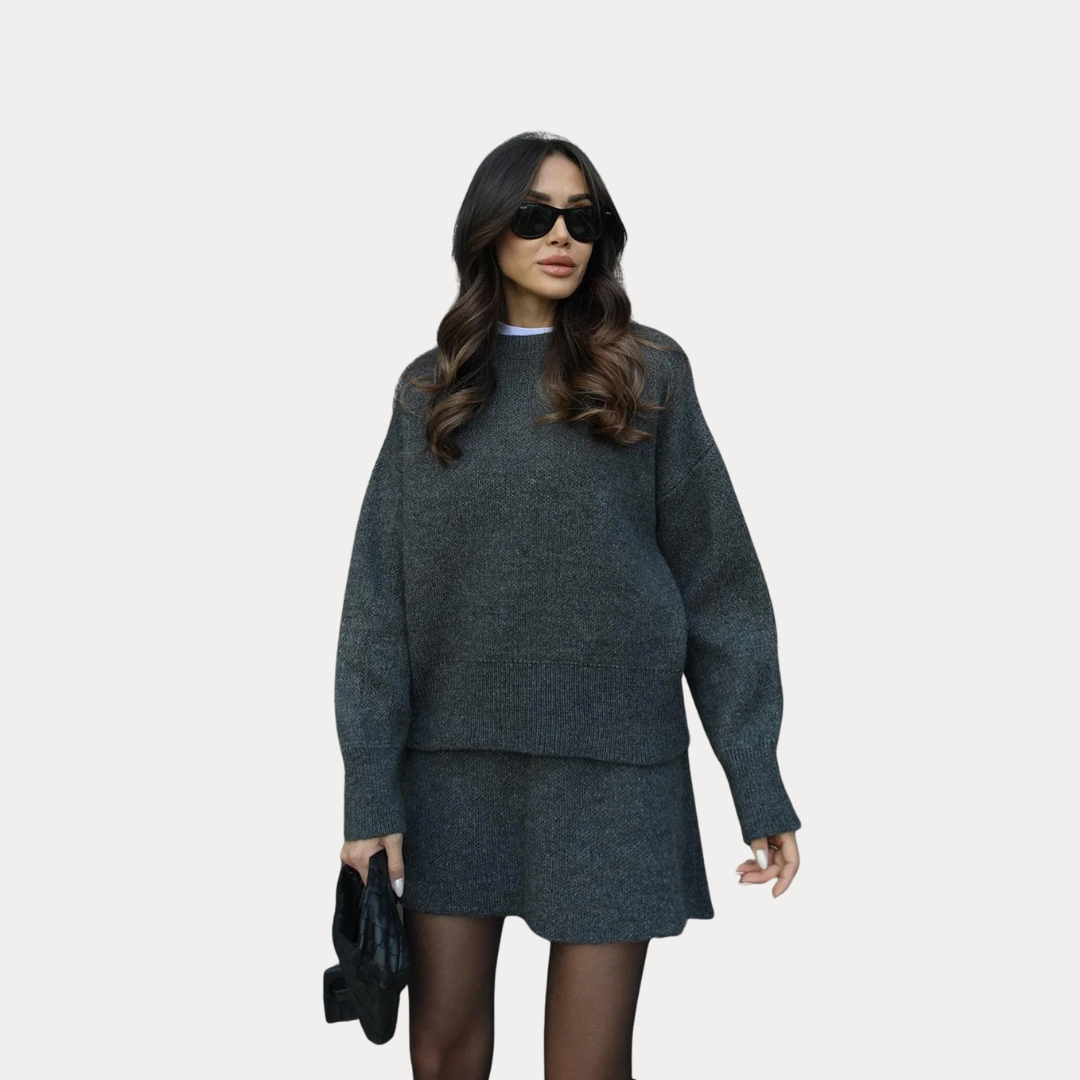 Arden: Knitted Skirt Set | Grey