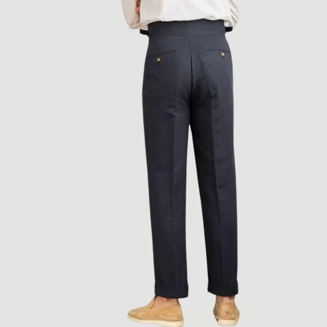 Caius: Tailored Linen Trousers | Navy Blue