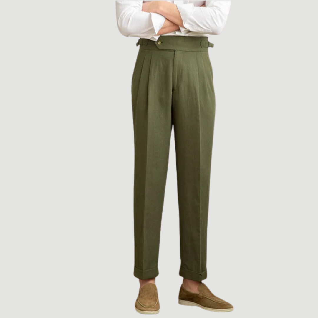 Caius: Tailored Linen Trousers | Khaki