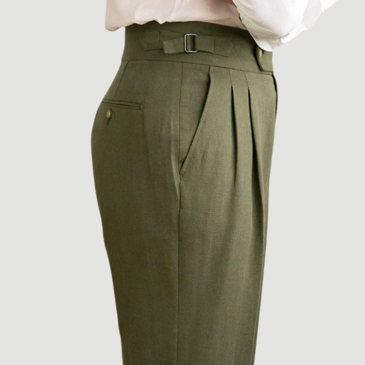 Caius: Tailored Linen Trousers | Beige