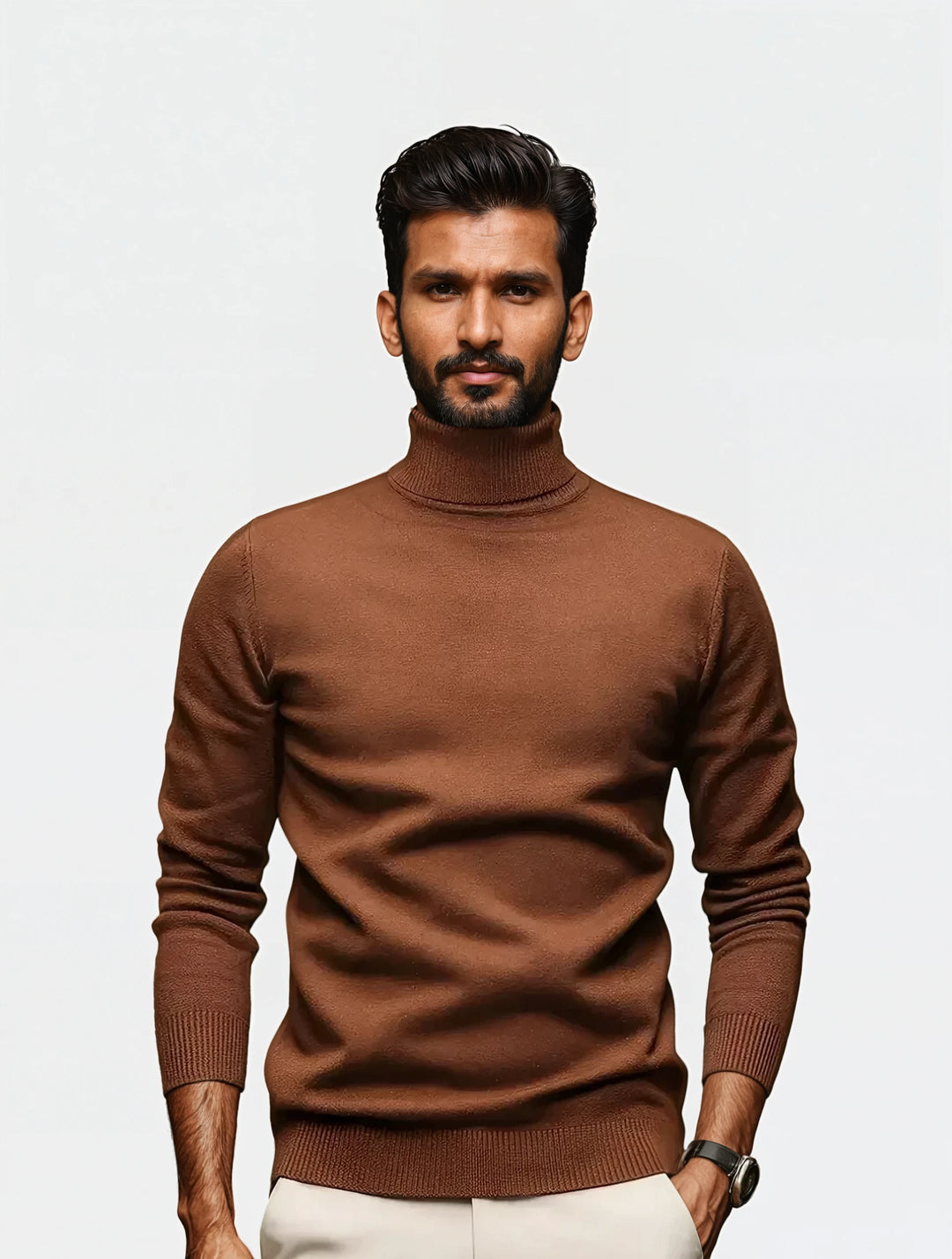 Vision: Polo Neck Jumper | Coffee