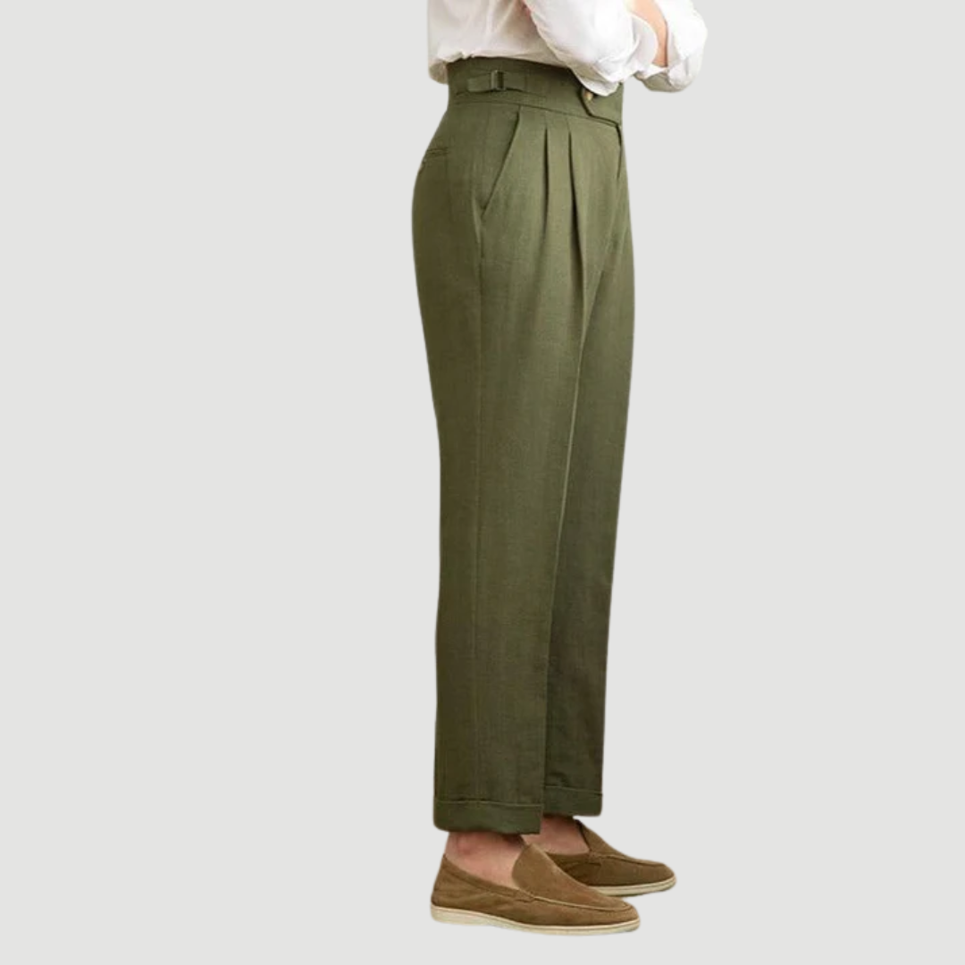 Caius: Tailored Linen Trousers | Beige