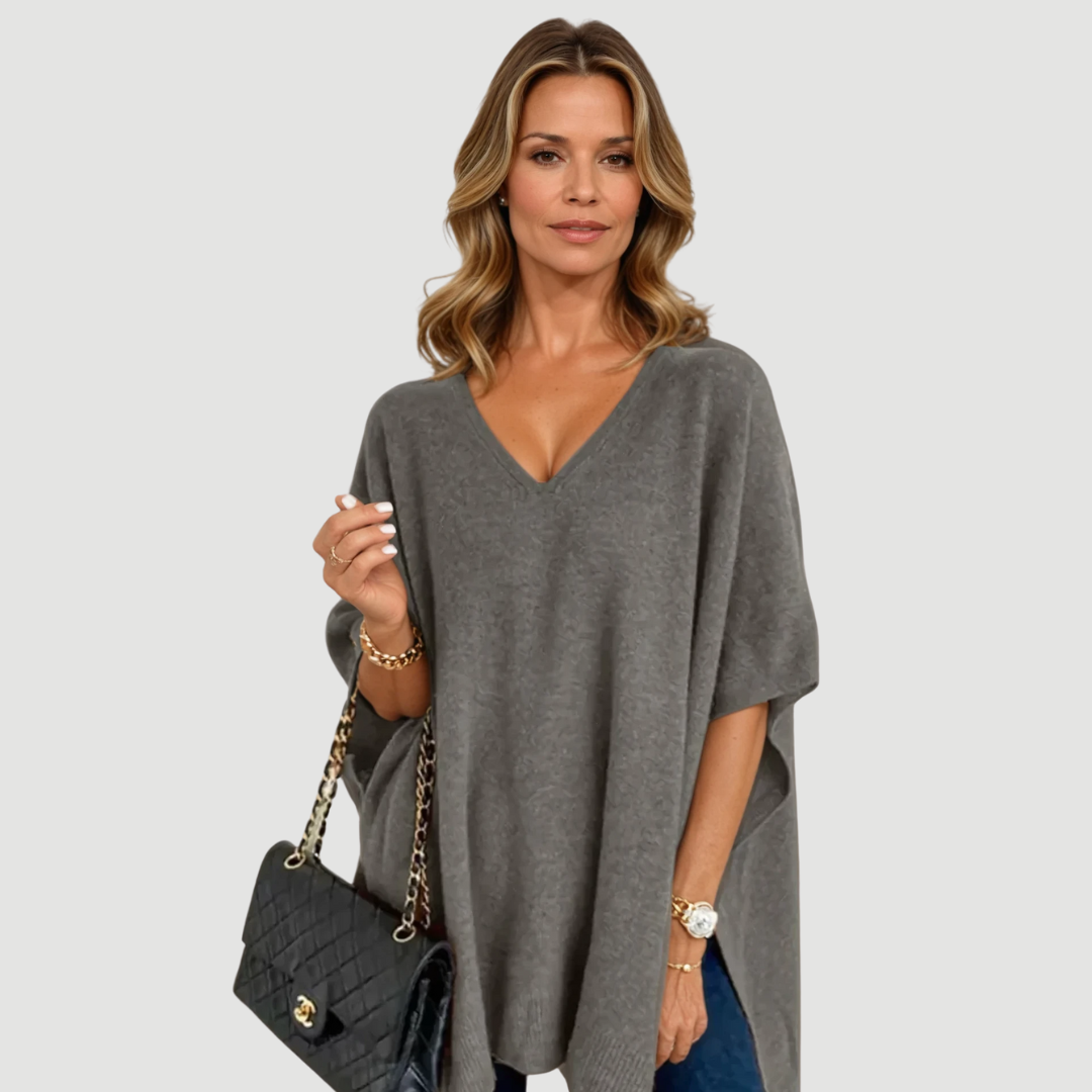 Naya: Effortless Knit Poncho | Black