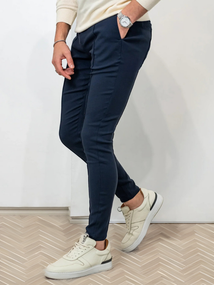 Cassian: Ultra-Flex Tailored Trousers | Navy Blue