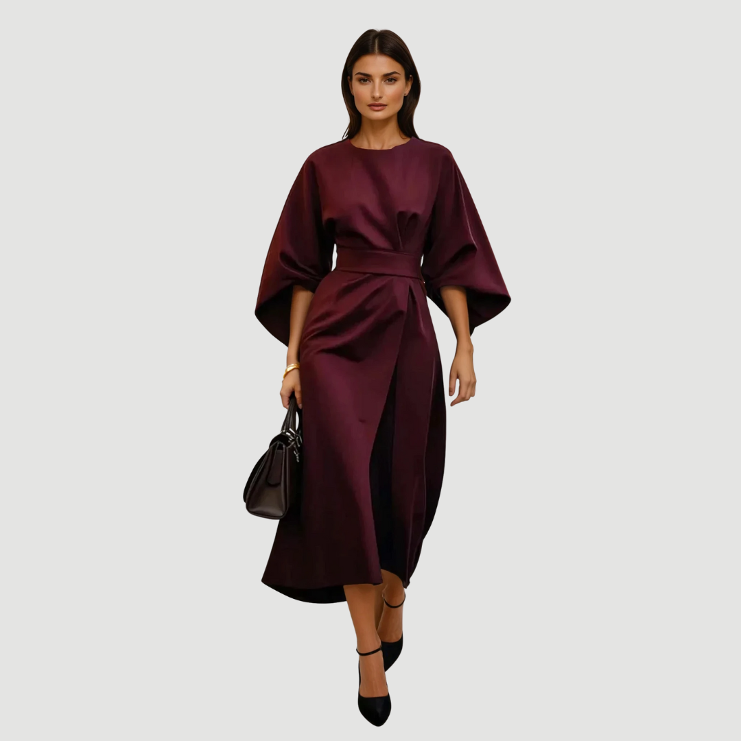 Elowen: Statement Sleeve Dress | Burgundy