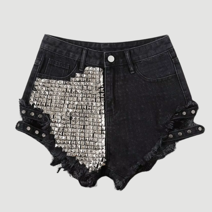 Valkyrie: Studded Denim Shorts | Black