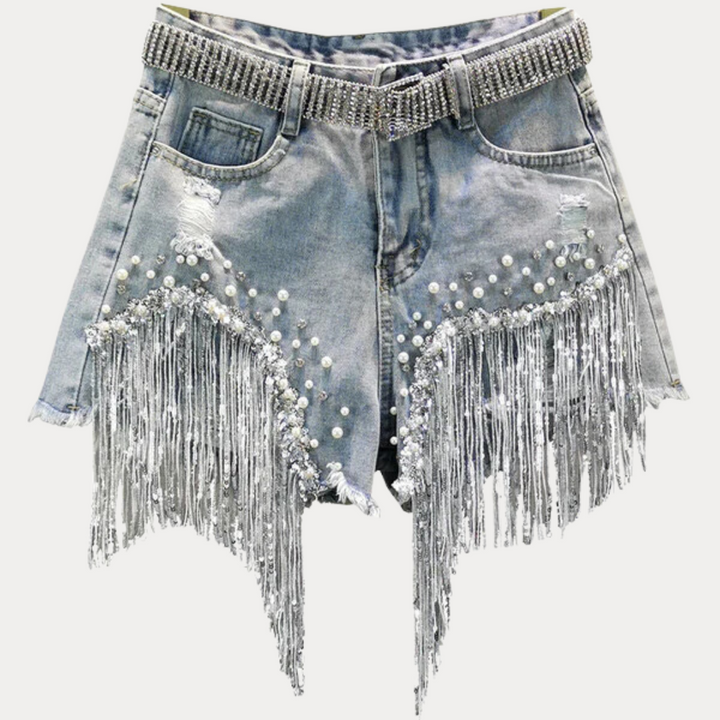 Luisa: Tassel Denim Shorts