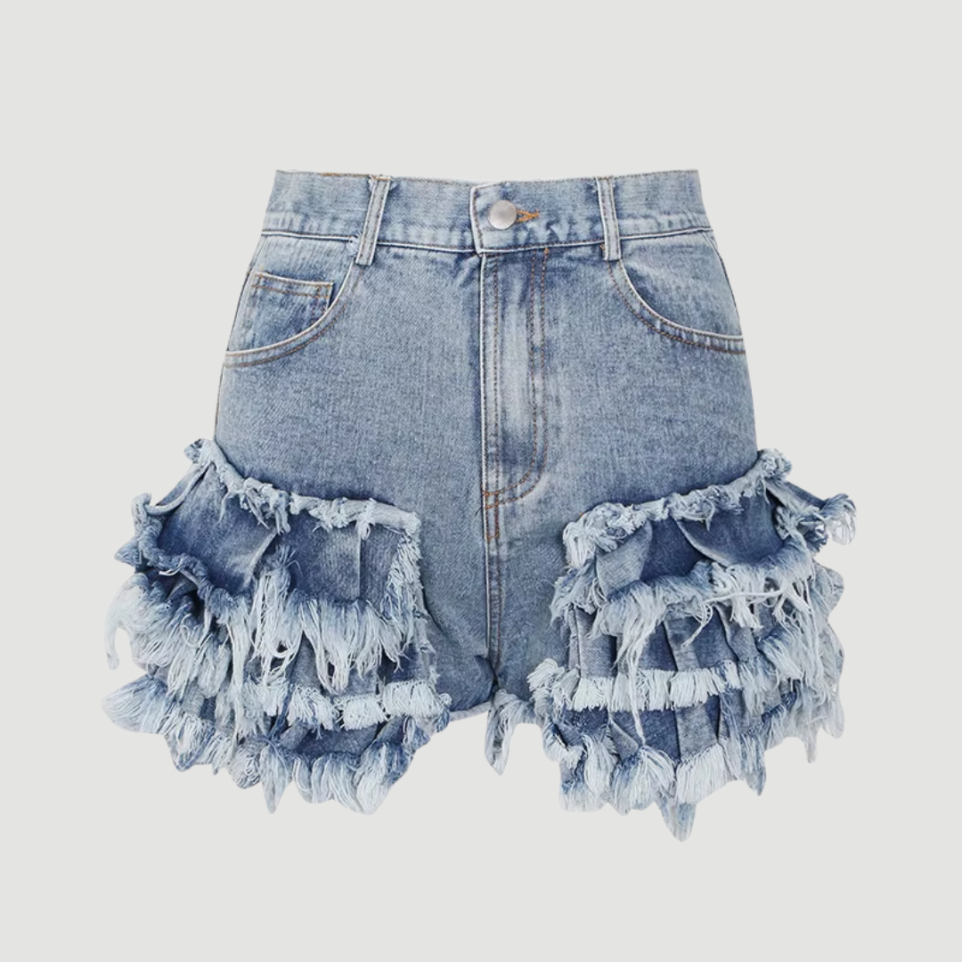 Livia: Ruffled Denim Shorts