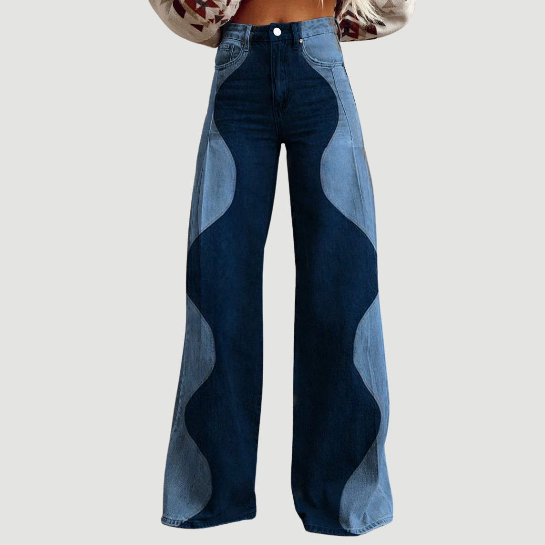 Estivo: Wave Patchwork Denim Trousers