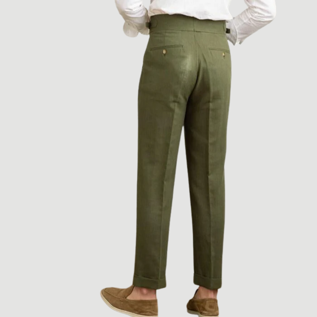 Caius: Tailored Linen Trousers | Khaki