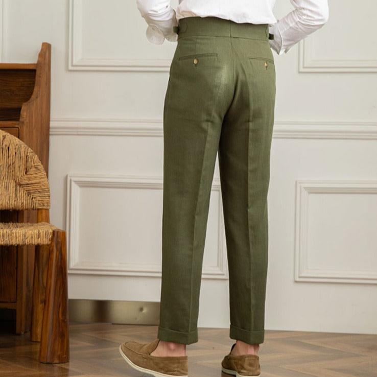 Caius: Tailored Linen Trousers | Beige