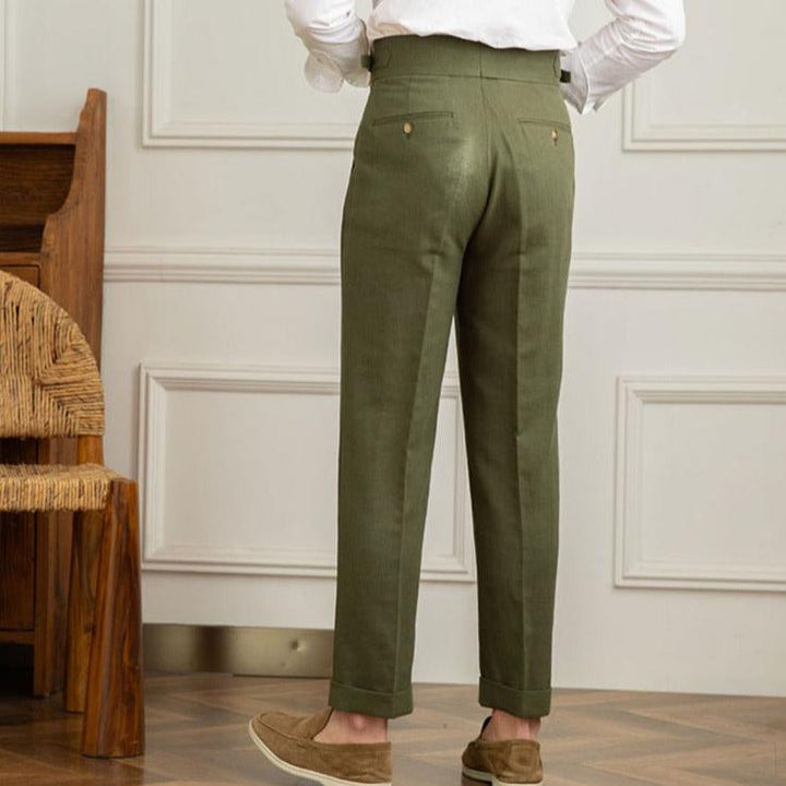 Caius: Tailored Linen Trousers | Navy Blue