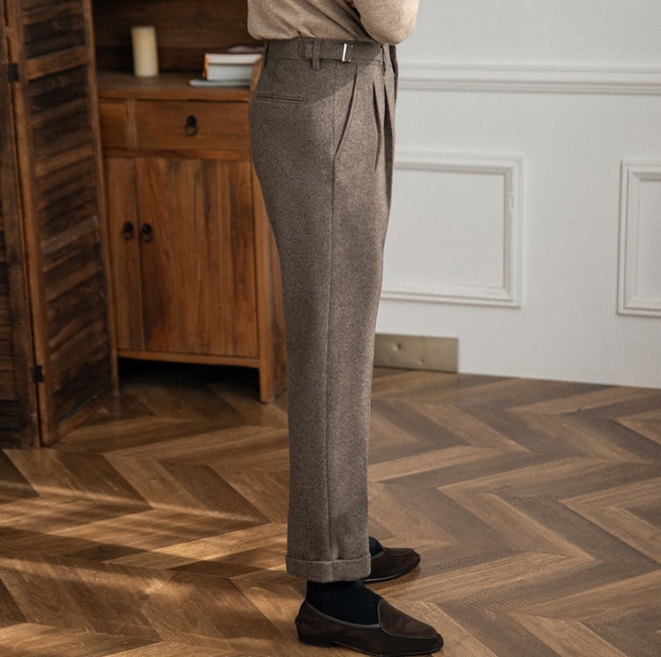 Dominic: Houndstooth Tailored Trousers | Truffle