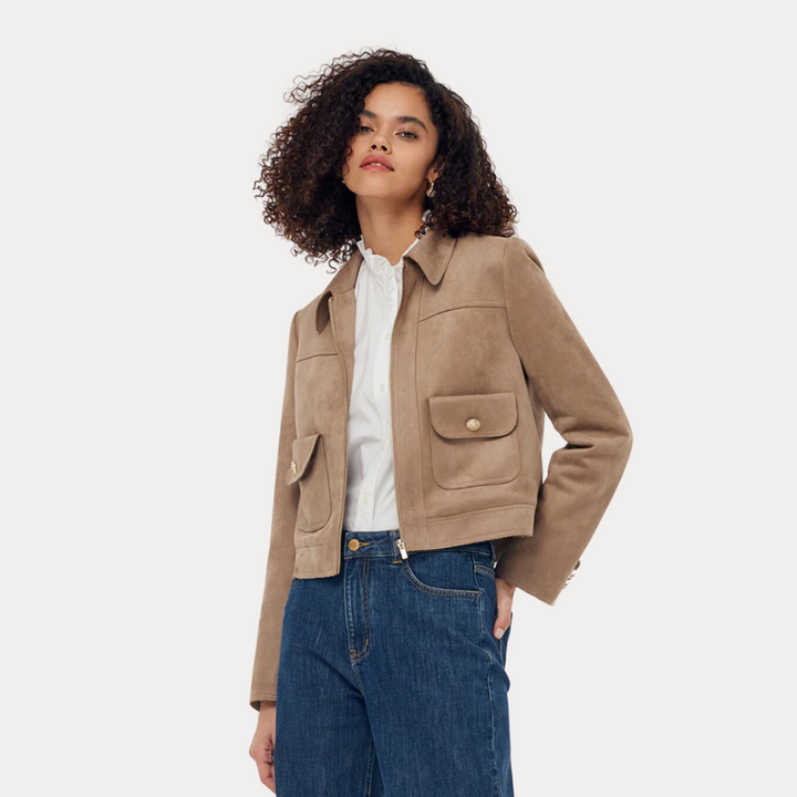 Vesper: Suede Zip Jacket