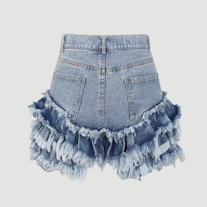 Livia: Ruffled Denim Shorts