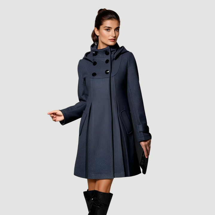 Freya: Hooded Wool Wrap Coat | Green