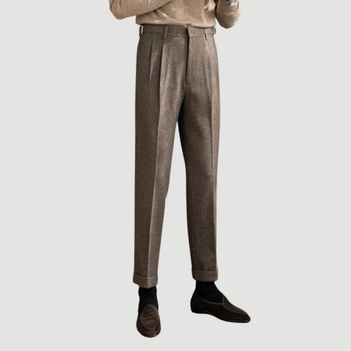 Dominic: Houndstooth Tailored Trousers | Truffle