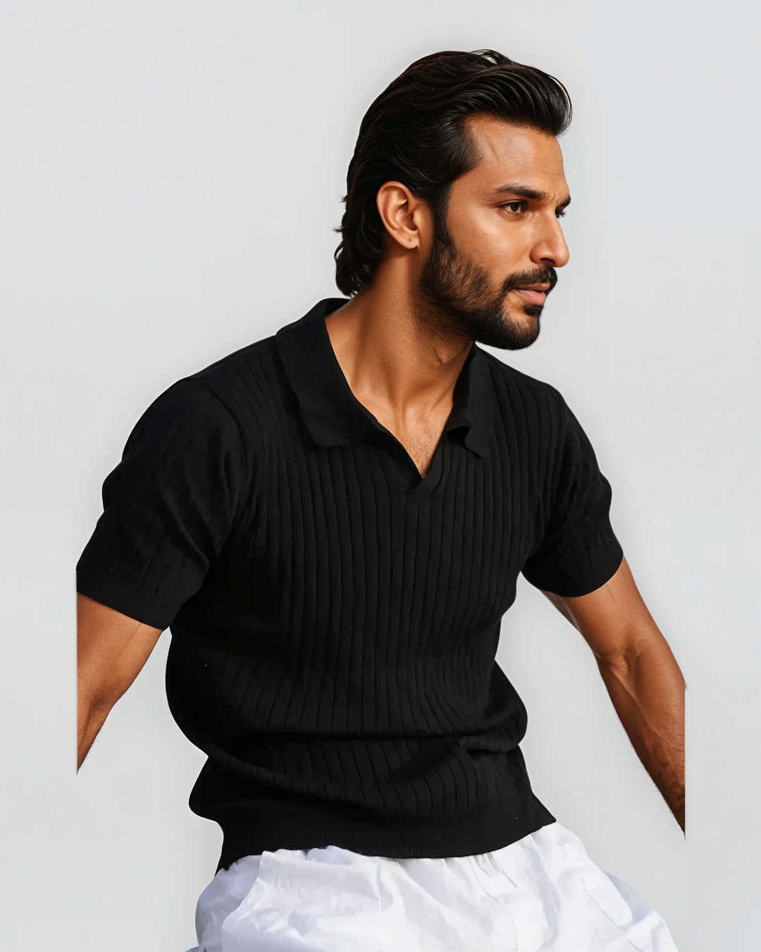 Valente: Muscle Fit Knit Shirt | Black