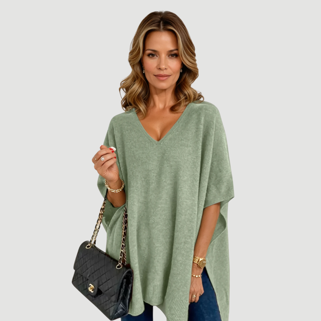 Naya: Effortless Knit Poncho | Light Grey