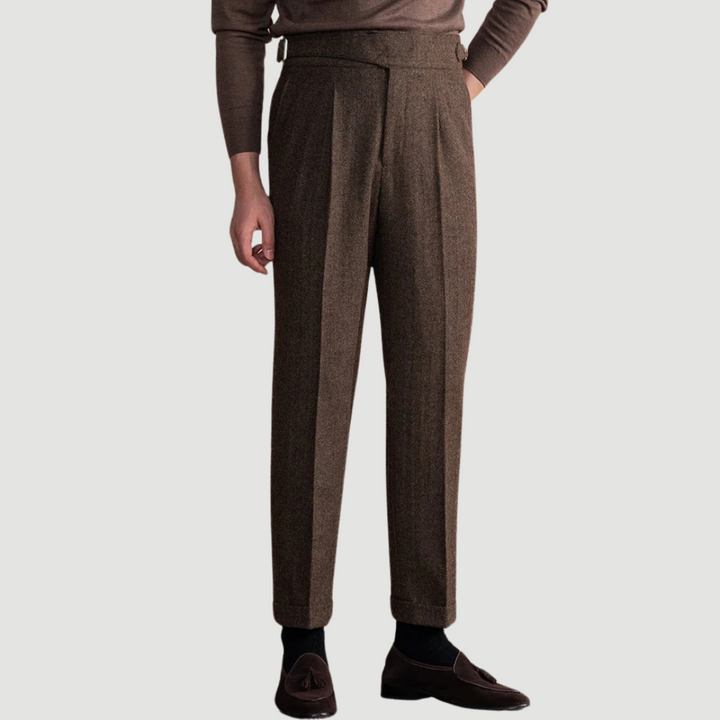 Magnus: Wool Tailored Trousers | Chestnut