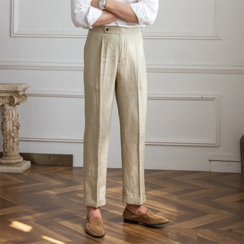 Leano: Classic Linen Trousers | Sand