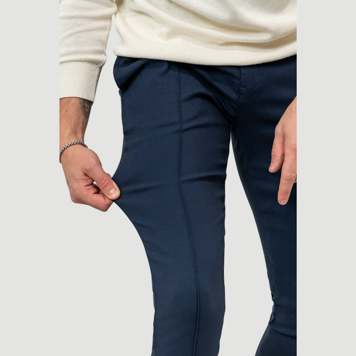 Cassian: Ultra-Flex Tailored Trousers | Navy Blue