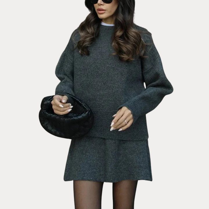 Arden: Knitted Skirt Set | Grey