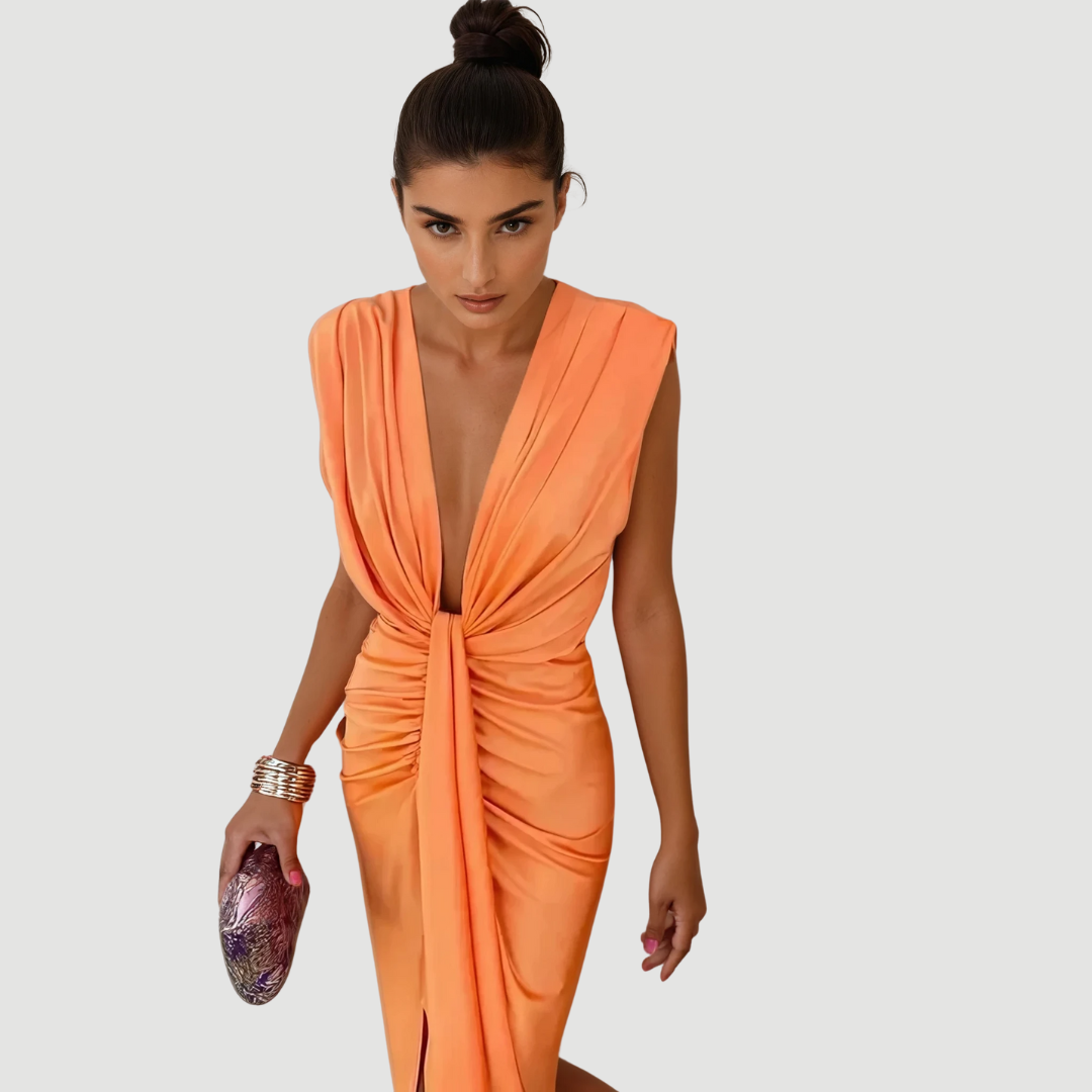 Bella – Draped Dress | Orange