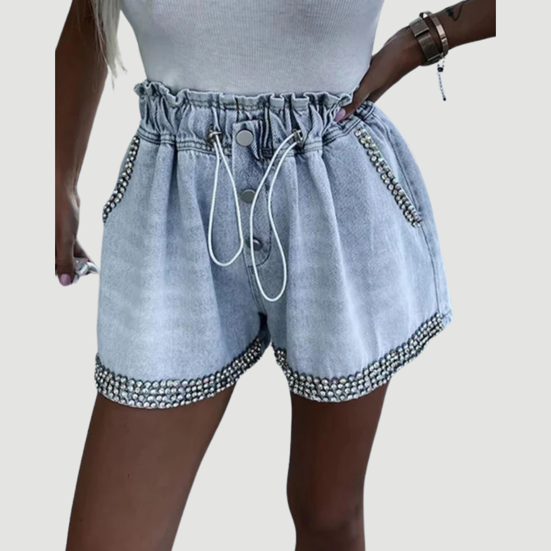 Stella: Premium Embellished Denim Shorts