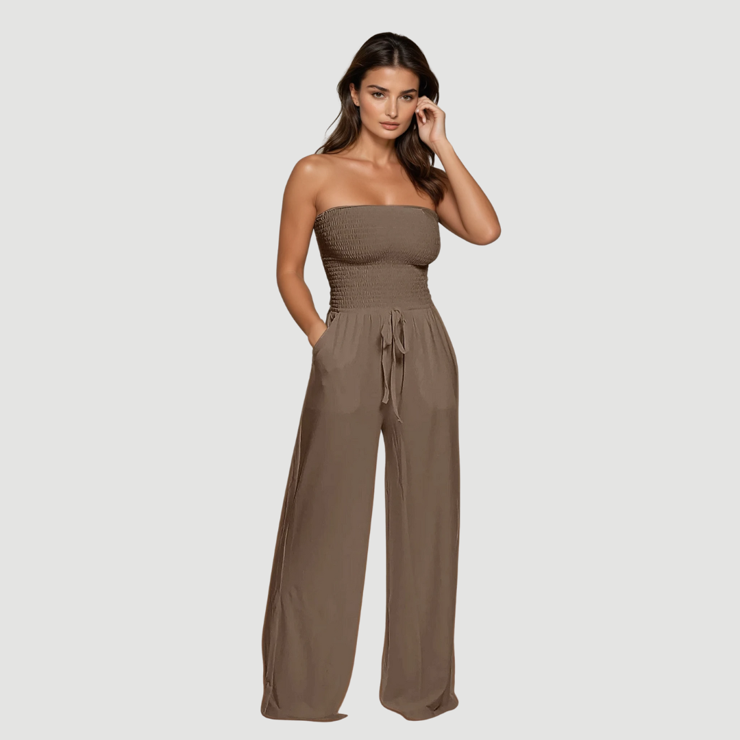 Ava: Off-Shoulder Jumpsuit  | Brown