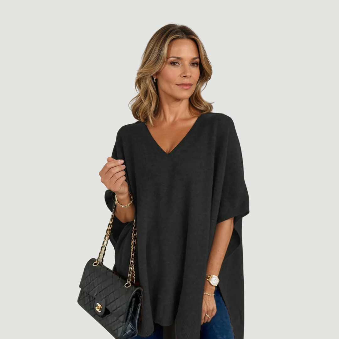 Naya: Effortless Knit Poncho | Coffee