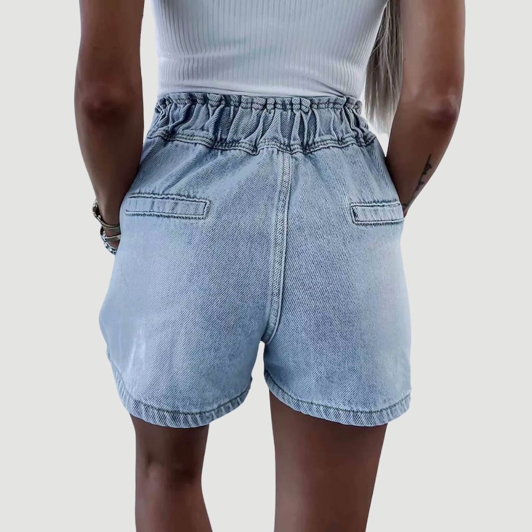 Amaya: Crystal Heart Denim Shorts