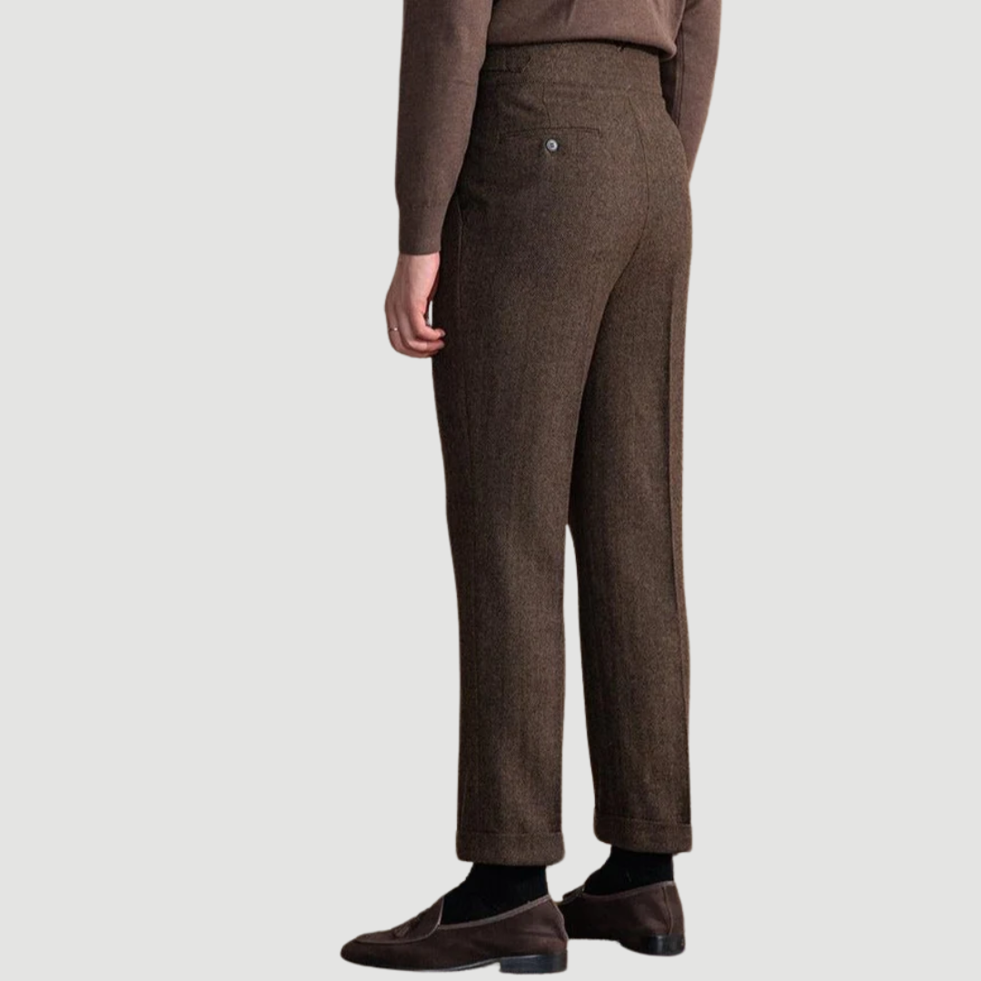 Magnus: Wool Tailored Trousers | Chestnut