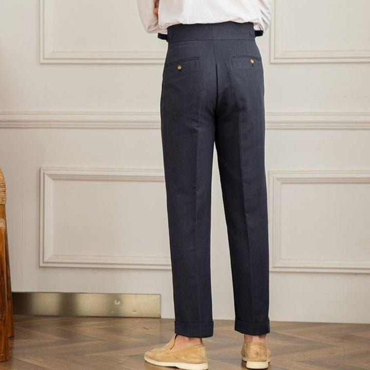 Caius: Tailored Linen Trousers | Navy Blue