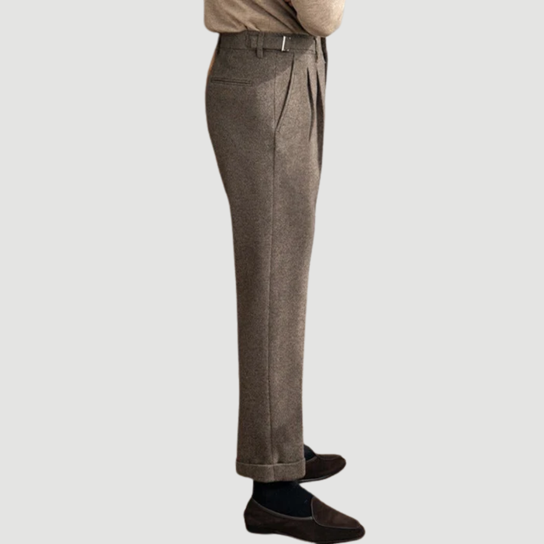 Dominic: Houndstooth Tailored Trousers | Truffle