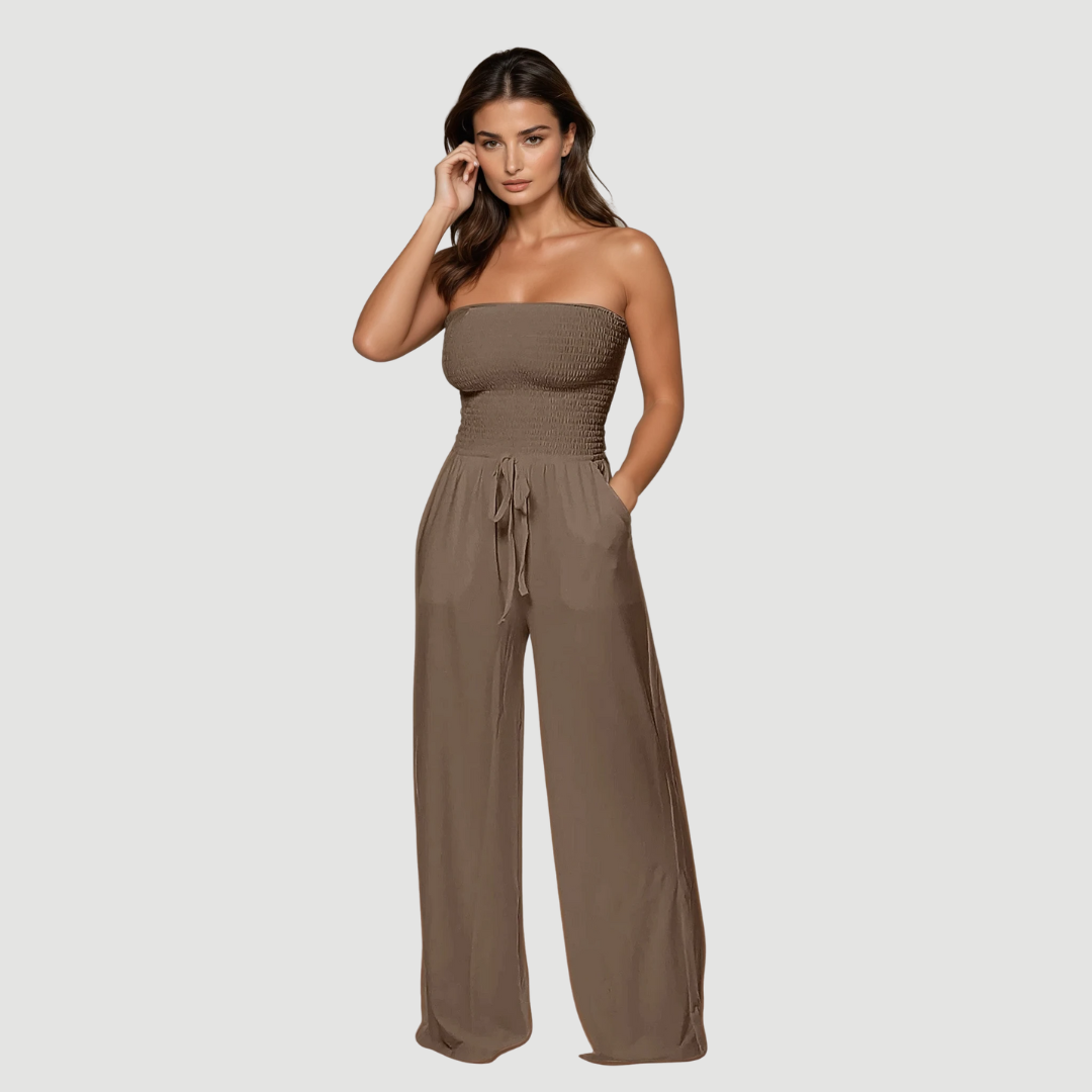 Ava: Off-Shoulder Jumpsuit | Soft Sky Blue