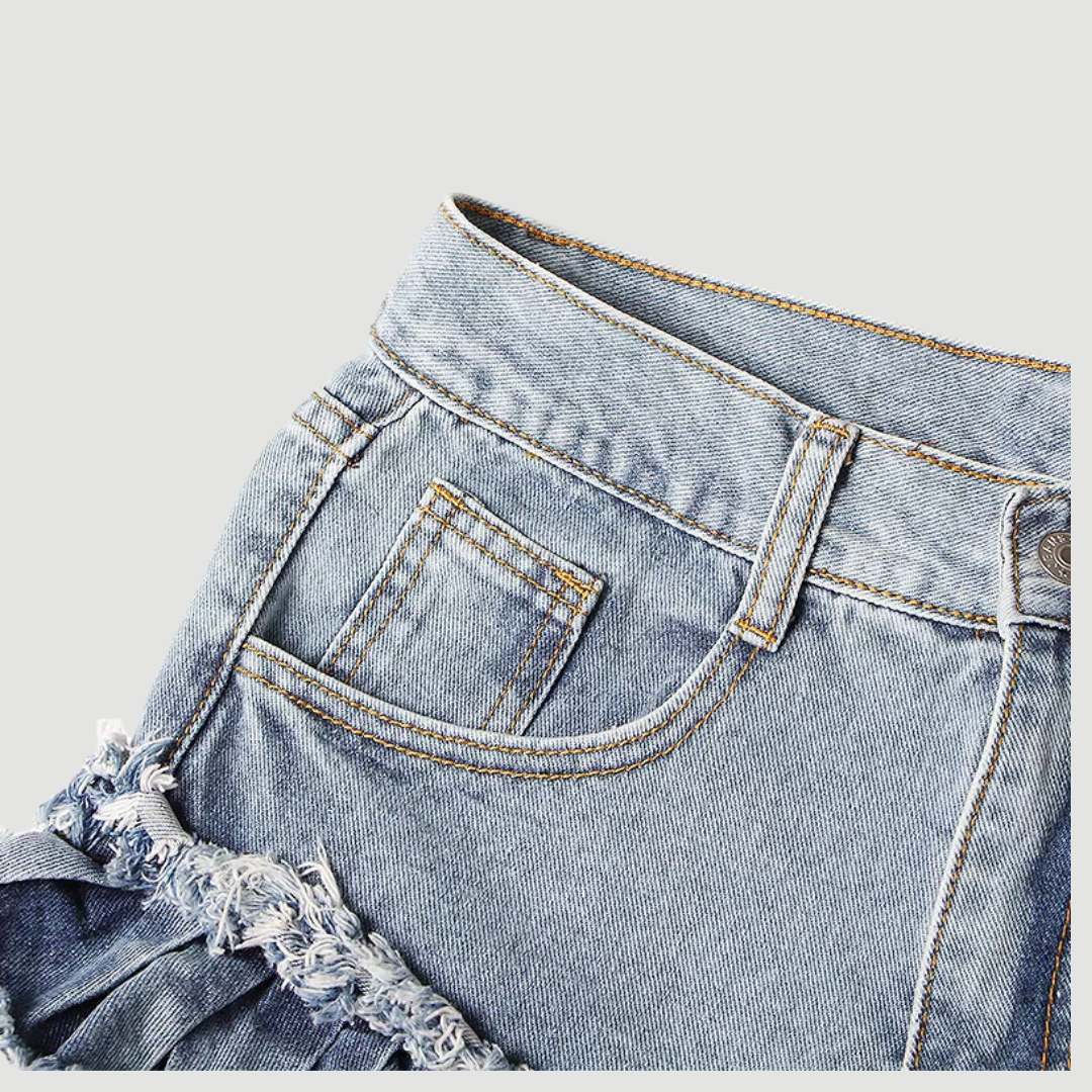 Livia: Ruffled Denim Shorts