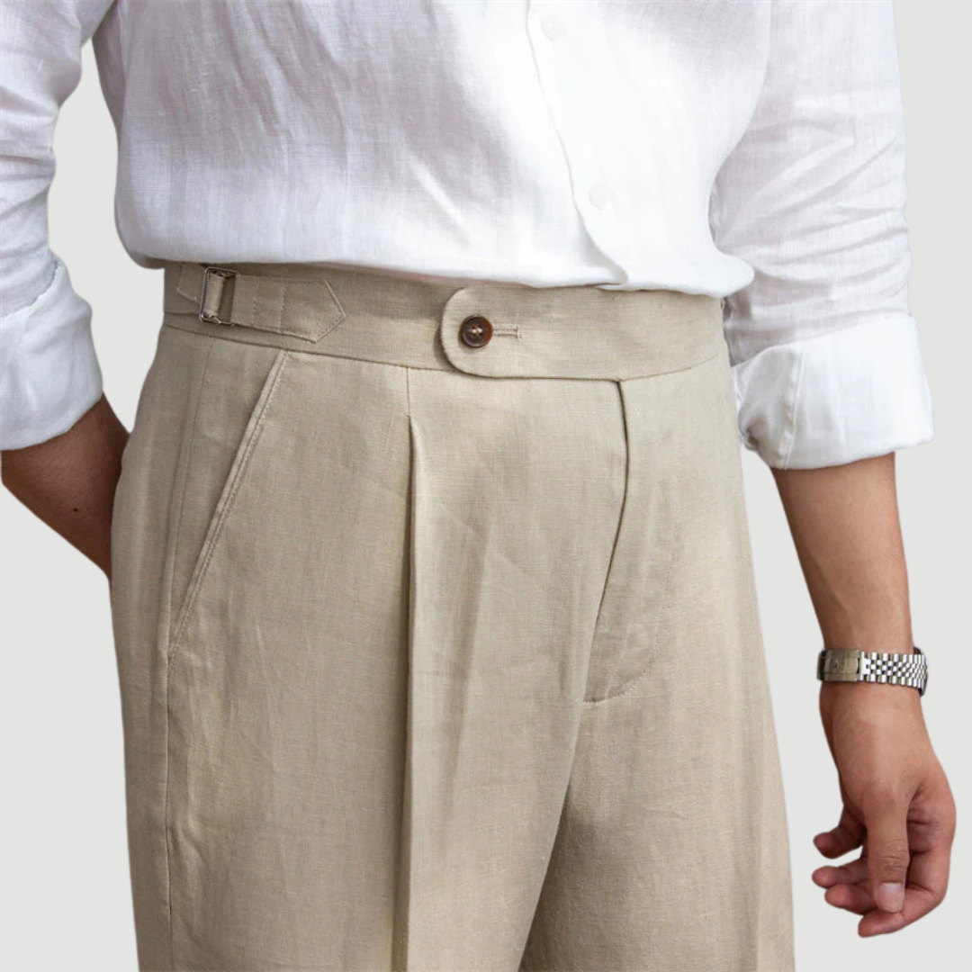 Leano: Classic Linen Trousers | Sand