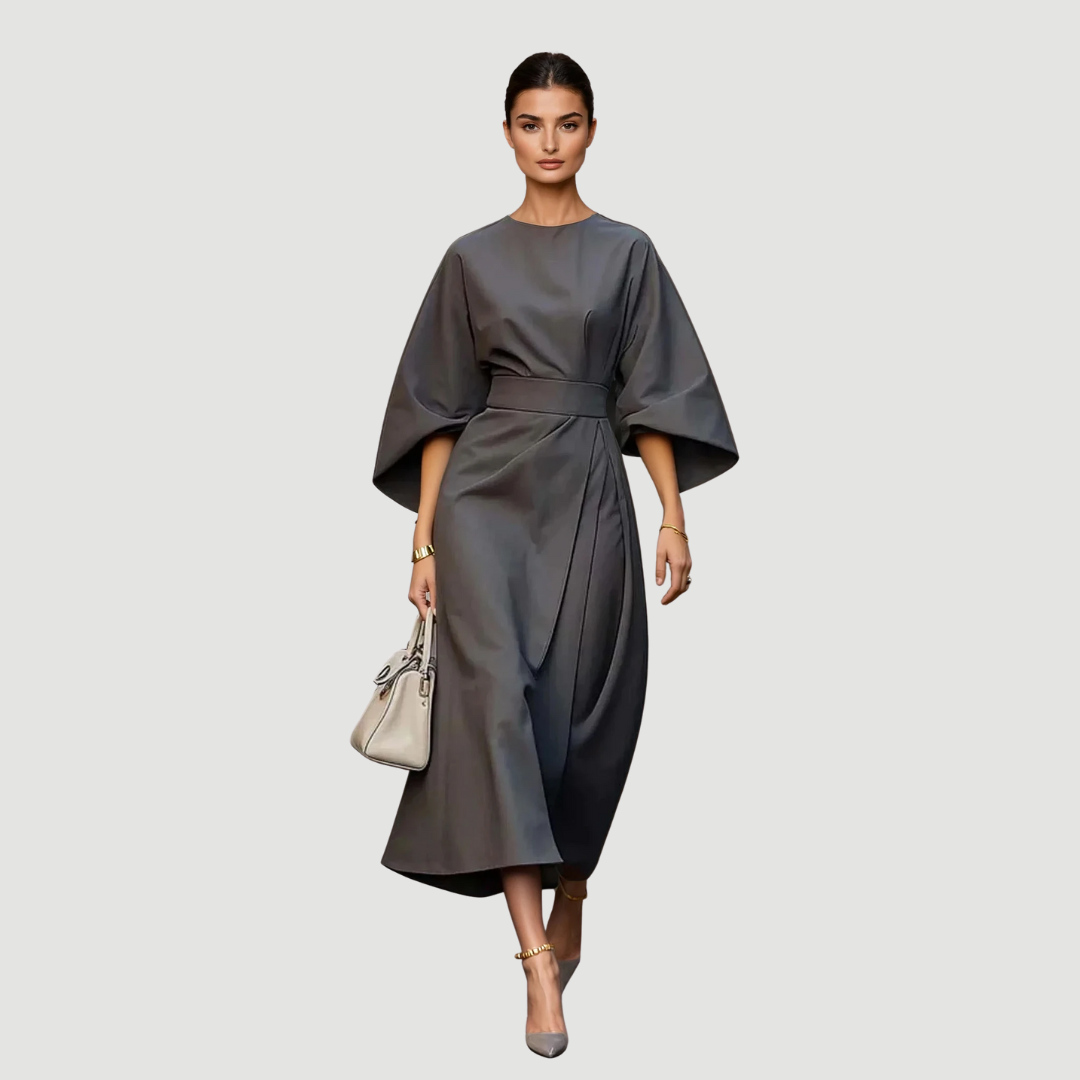 Elowen: Statement Sleeve Dress | Grey