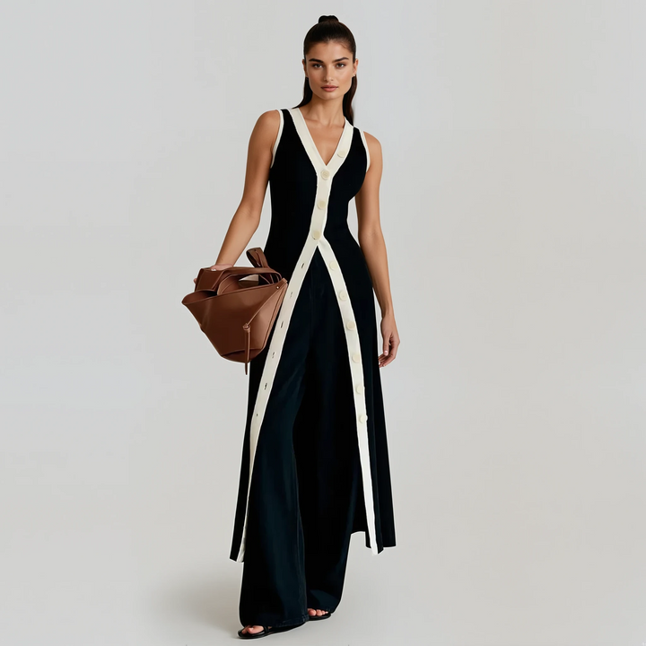 Vera: Contrast-Trim Maxi Dress