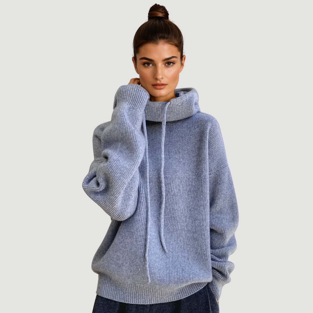 Zaria: Knitted Hoodie | Marine Blue