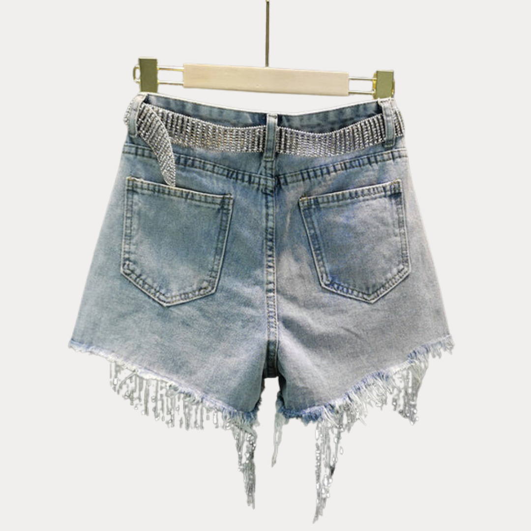 Luisa: Tassel Denim Shorts