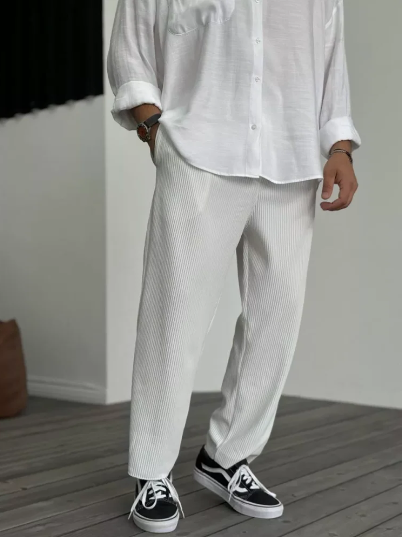 Tavian: Precision Tailored Trousers | White