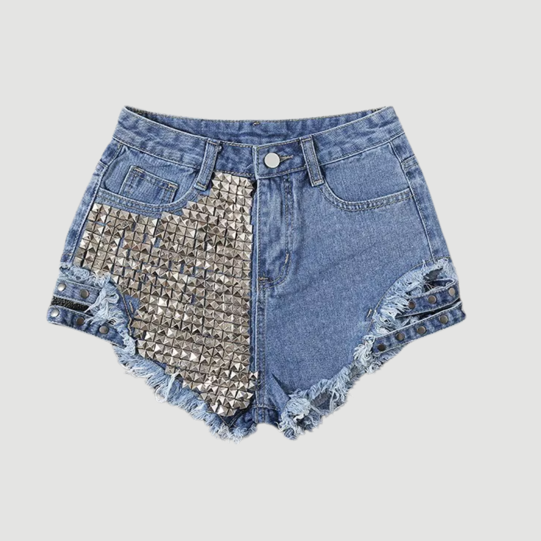 Valkyrie: Studded Denim Shorts | Blue