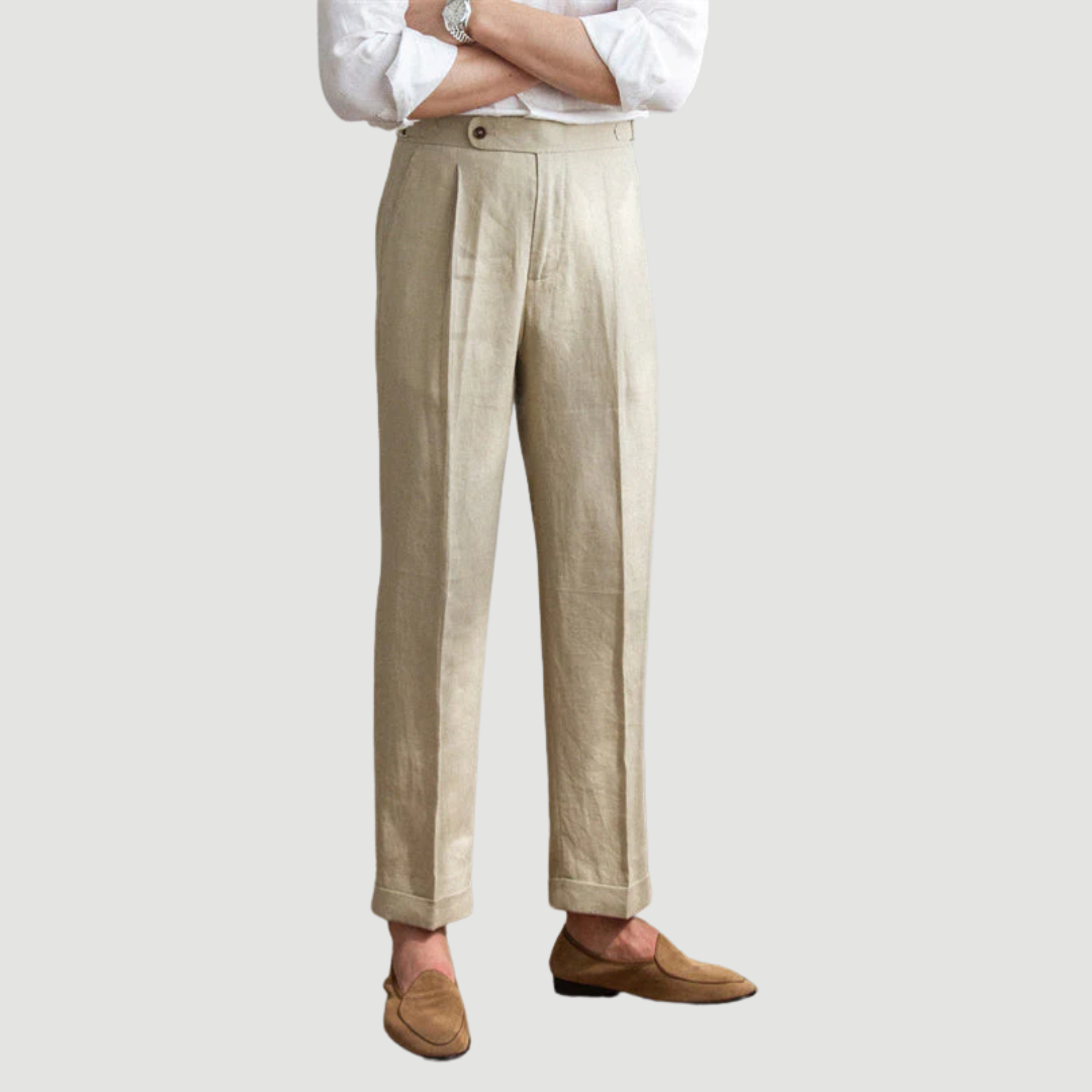 Leano: Classic Linen Trousers | Black